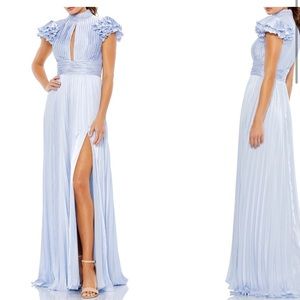 MacDuggal Ruffle Pleat Satin A-Line dress